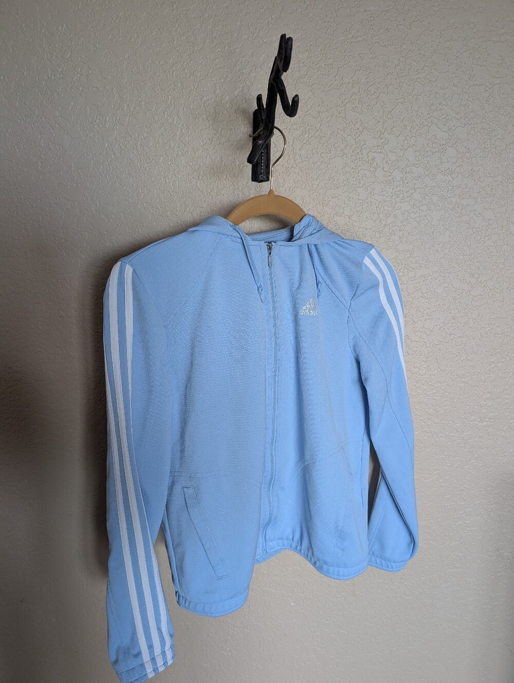 Adidas Light Blue Zip Up Hooded Jacket